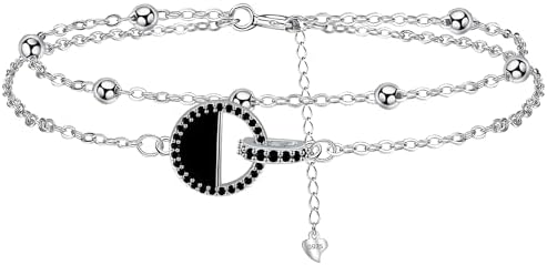 Women's 925 Sterling Silver Round Bracelet with Double Chain, Beads and Zirconia, Gift Box Included - Image 2
