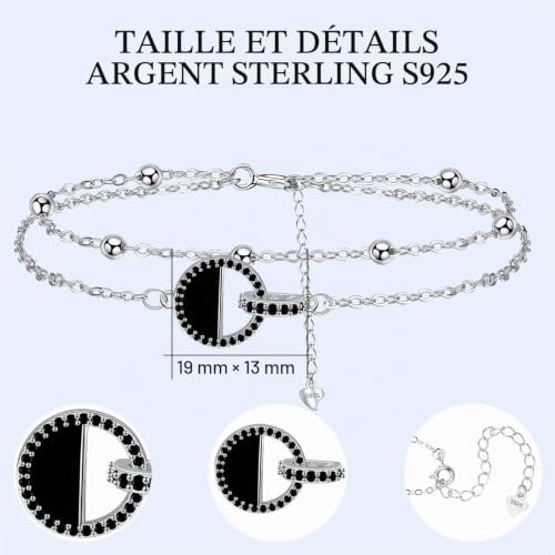 Women's 925 Sterling Silver Round Bracelet with Double Chain, Beads and Zirconia, Gift Box Included - Image 7