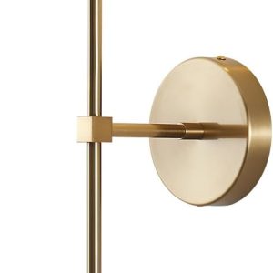 KCO Mid Century Modern Brushed Brass Gold Clear Glass Globe Wall Sconce