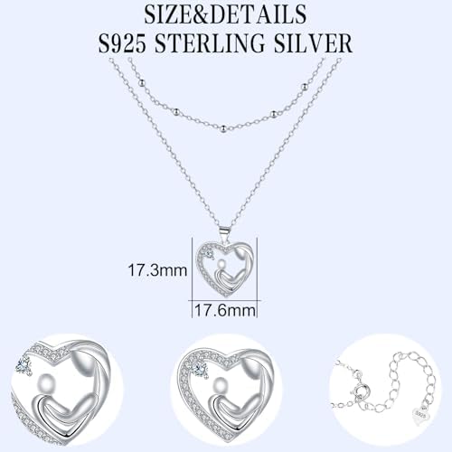 925 Sterling Silver Mother and Daughter Heart Pendant Necklace, Christmas or Mother's Day Gift - Image 7