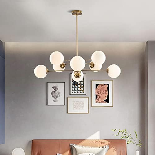 KCO Lighting 8-Light Glass Sputnik Chandelier Light Modern Gold Chandeliers Pendant Light Fixture 5-Light Frosted White Glass Globe Floor Lamp Mid Century Modern Gold Tall Pole Standing Light - Image 6