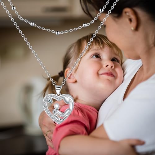 925 Sterling Silver Mother and Daughter Heart Pendant Necklace, Christmas or Mother's Day Gift - Image 6