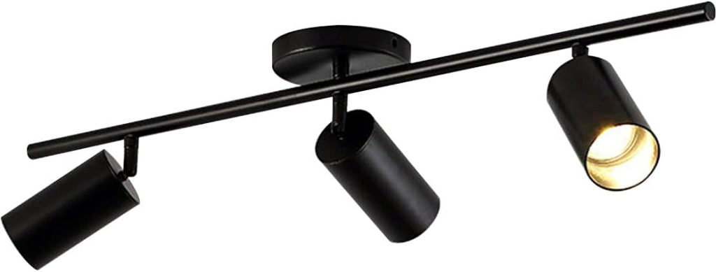 KCO Lighting Modern Matte Black Track Lighting 3-Lights Kitchen Track Lighting Fixtures Ceiling Indoor Flush Mount Ceiling Spotlights Dimmable LED Ceiling Spot Light (3-Light)