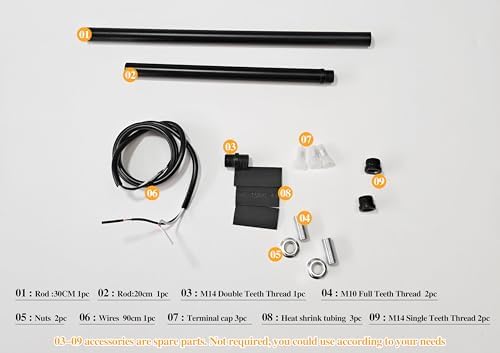 KCO Lighting M14 Threaded Extension Rod 7.89“ and 11.8" Black Extension Rods Lighting Fixture Downrods Stems Chandelier Extension Rods - Image 5