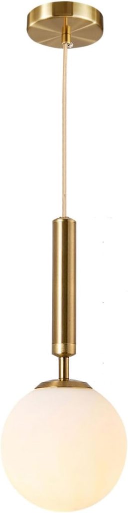 KCO Brushed Brass Gold 7.9” Milk Glass Globe Pendant Lights Kitchen Island