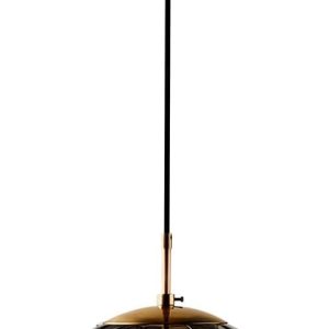 KCO Lighting Single Gold 7.9” Smoke Gray Ribbed Glass Globe Pendant Light