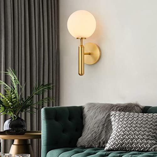 KCO Lighting Modern Brushed Brass Flush Mount Ceiling Light Mid Century Gold Globe Flush Mount Ceiling Light Schoolhouse Light Fixture Gold Mid Century Modern Wall Sconce Milk Glass Wall Lamp - Image 7