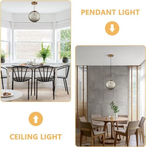 KCO Lighting Single Gold 7.9” Smoke Gray Ribbed Glass Globe Pendant Light - Image 4