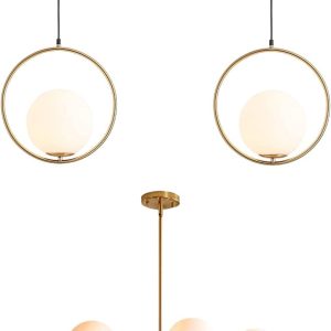 KCO Lighting 1-Light Globe Pendant Light Fixtures, 12-Light Globe Sputnik Chandelier for Kitchen Island Dining Room Living Room