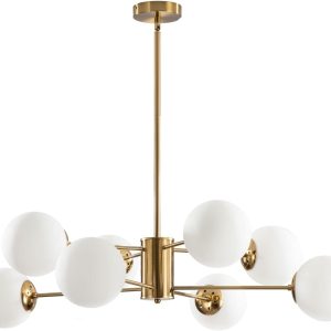 KCO Lighting 8-Light Glass Sputnik Chandelier Light Modern Gold Chandeliers Pendant Light Fixture Vintage Globe Ball Ceiling Flush Mount Light Fixture Kitchen Island