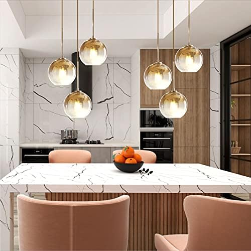 KCO Lighting Gold Gradient Glass Globe Pendant Ceiling Lighting with Adjustable Cord Mid Century Hanging Chandelier Light Fixture for Kitchen Island Bedroom… - Image 5