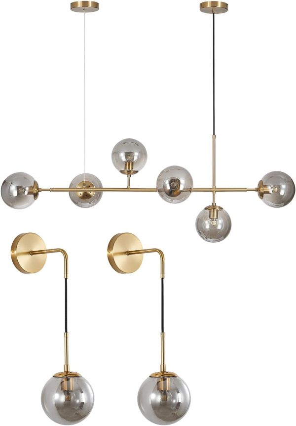 KCO Modern Ceiling Pendant Lighting, Mid-Century Glass Globes Sputnik Pendant Lamp,Mid Century Wall Lamp