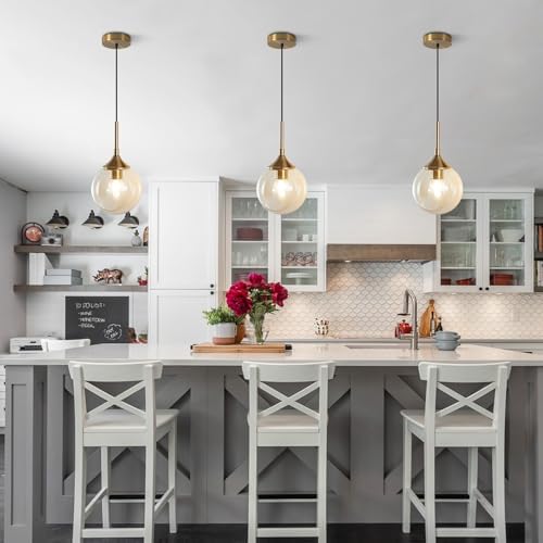 KCO Lighting Glass Globe Pendant Light Fixture Brass Gold 10-Light Flush Mount Ceiling Light - Image 7