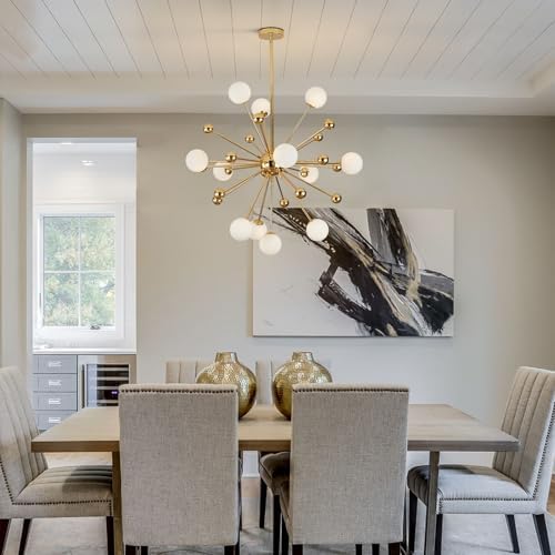 KCO 12-Light Gold Globe Sputnik Chandelier Mid Century Modern Ceiling Light - Image 6