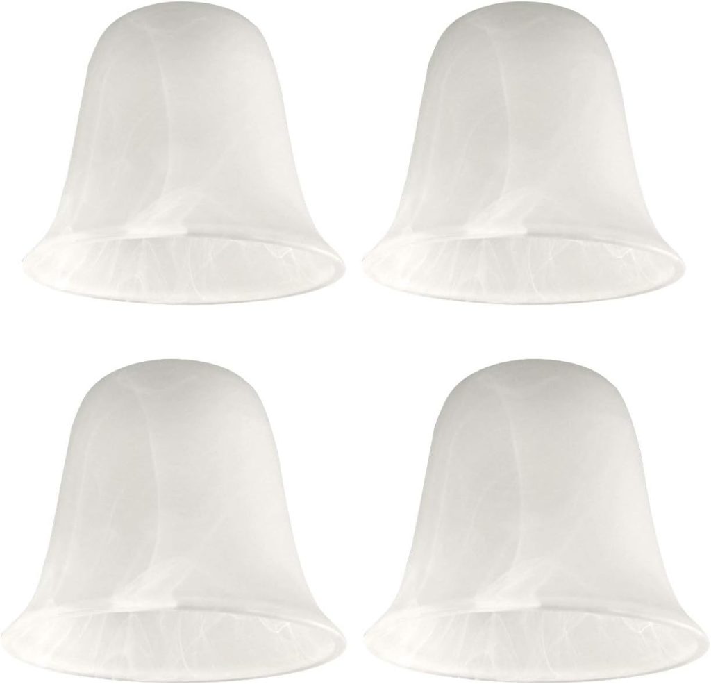 Giluta Bell Shaped Glass Shade, Alabaster Glass Shades Replacement for ceiling fan light wall light and pendant, Lipless with 1-5/8-inch Fitter Opening, 4 Pack