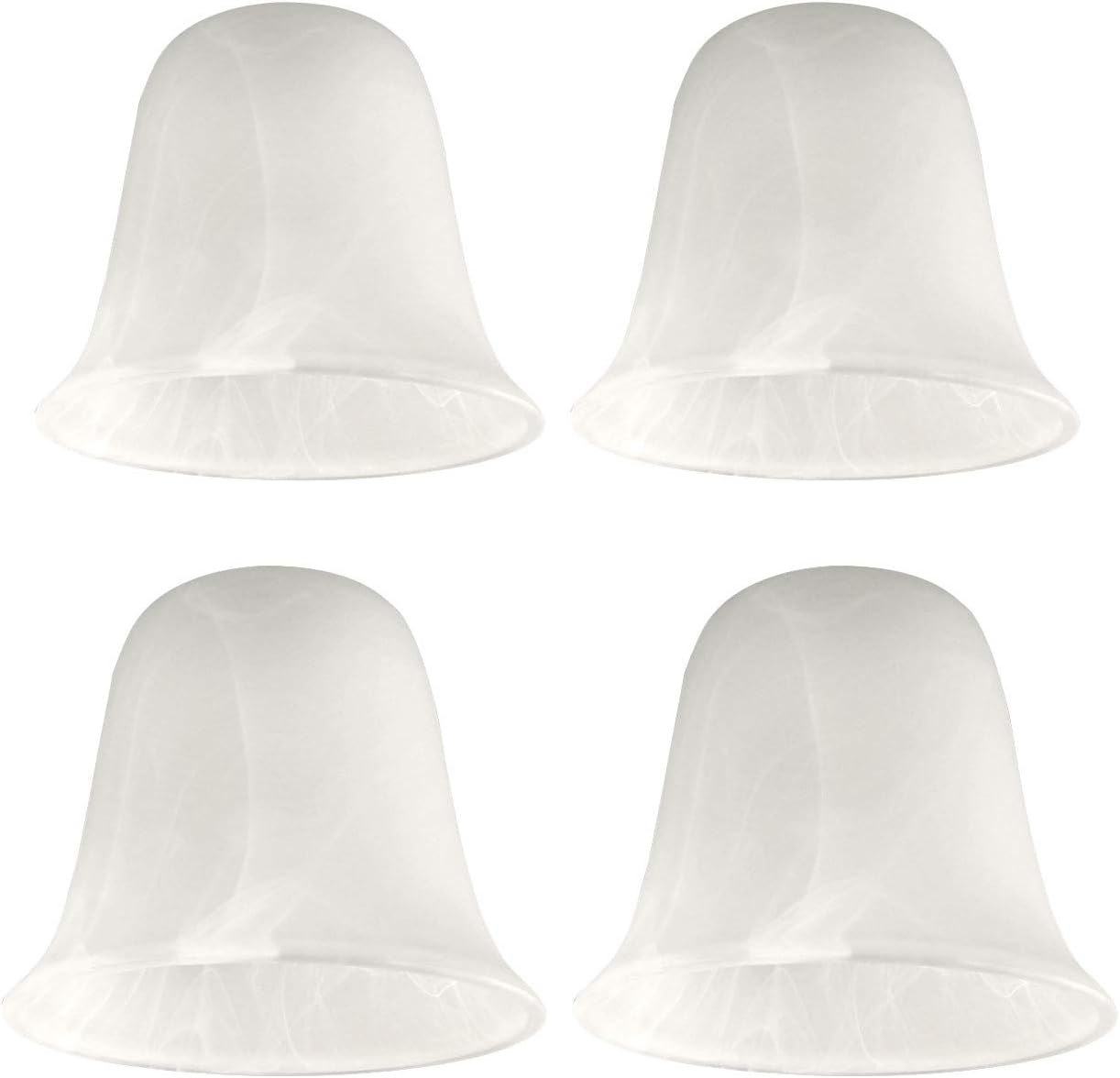 Giluta Bell Shaped Glass Shade, Alabaster Glass Shades Replacement for ceiling fan light wall light and pendant, Lipless with 1-5/8-inch Fitter Opening, 4 Pack