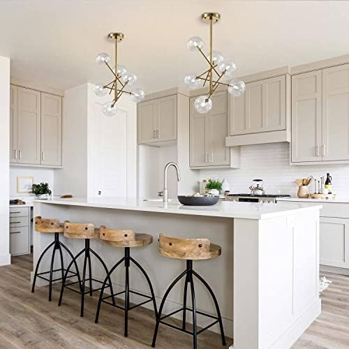 KCO Lighting Modern 7-Light Brushed Nickel Metal Large Chandelier Clear Glass Globe Pendant Light Modern Gold Sputnik Chandeliers 6 Light Bubble Chandelier Lighting for Kitchen Island Living Room - Image 6