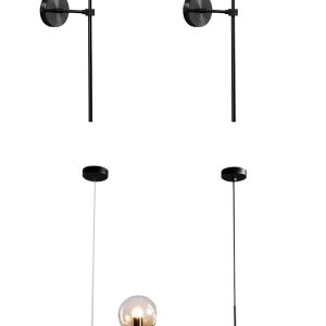 KCO Lighting Black Long Wall Sconce Mid Century Modern Globe Wall Light Vintage Glass Bar Wall Lamp Modern Linear 6-Lights Pendant Light Black Sputnik Chandeliers Farmhouse Kitchen Island Lighting