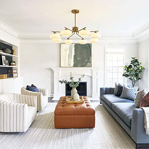 KCO Lighting Mid Century Modern Chandeliers Dining Room Pendant Light Fixture 8 Lights Gold Chandelier Pendant Light Gold Semi Flush Mount Ceiling Light 4-Light Metal Cage Ceiling Light Fixture - Image 7