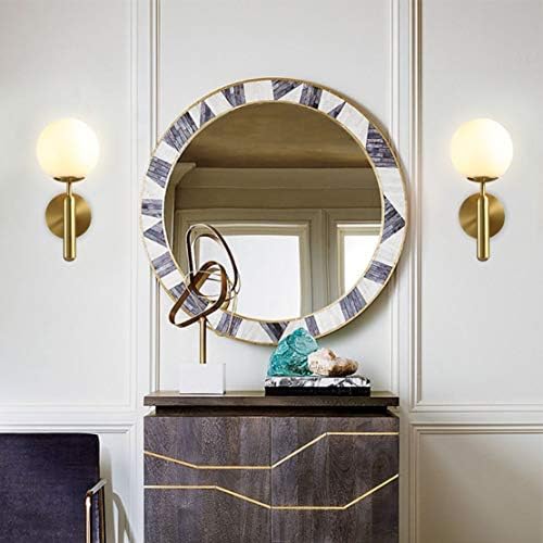 KCO Lighting Modern Brushed Brass Flush Mount Ceiling Light Mid Century Gold Globe Flush Mount Ceiling Light Schoolhouse Light Fixture Gold Mid Century Modern Wall Sconce Milk Glass Wall Lamp - Image 5