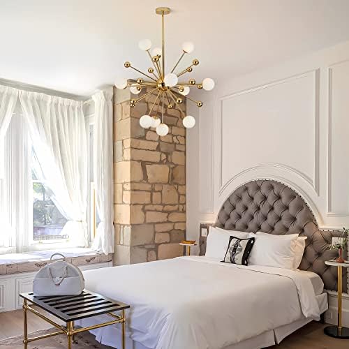 KCO 12-Light Gold Globe Sputnik Chandelier Mid Century Modern Ceiling Light - Image 7