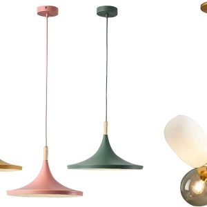 KCO Lighting 3-Pack Colorful Macaron Pendant Light Colorful Glass Chandelier Pendant Light Farmhouse Barn Pendant Light Stained Colored Glass Balloon Pendant Light Kids Room Pendant Lighting