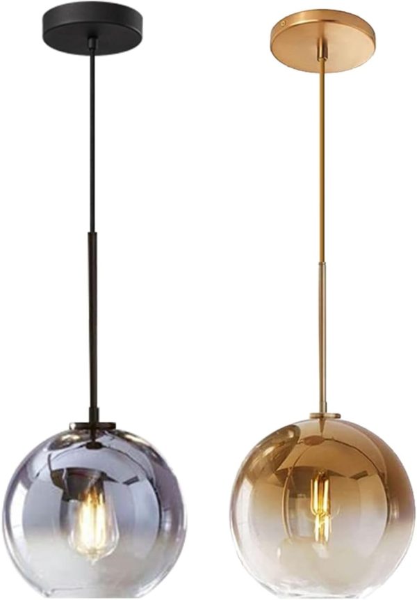 KCO Lighting Small Glass Pendant Light Modern Globe Pendant Light Mid Century Modern Pendant Light Fixture Black Gold Pendant Lighting for Dining Room Living Room