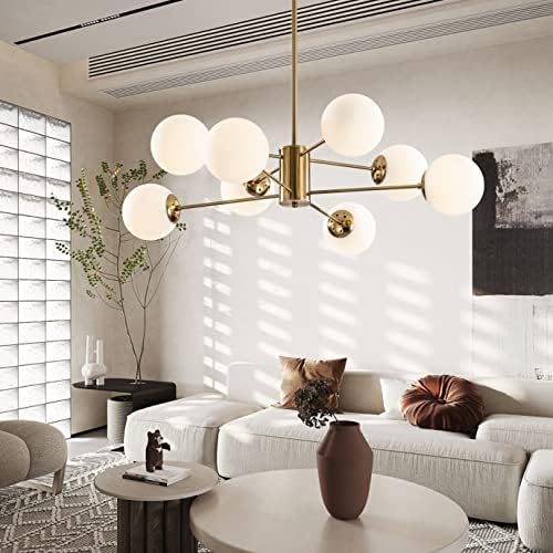 KCO Lighting Modern 8-Light Sputnik Chandelier Mid Century Gold Globe Sputnik Chandelier Modern 6-Light Gold Globe Pendant Light Mid-Century Glass Globes Sputnik Chandelier - Image 6