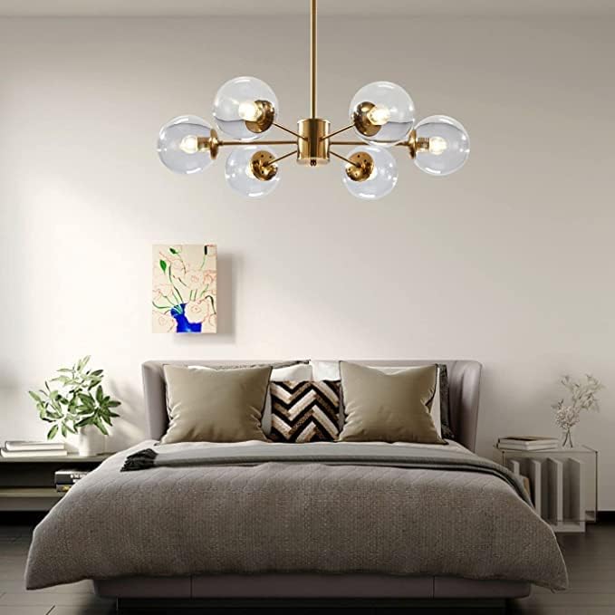KCO Lighting Modern 6-Light Sputnik Chandelier with Clear Glass Globe - Image 4