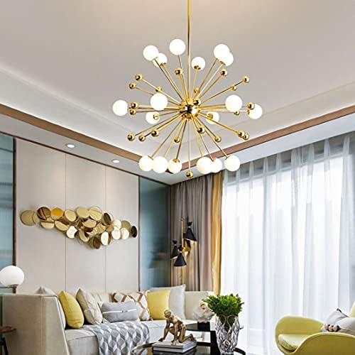 KCO Lighting Brushed Gold Flush Mount Ceiling Light Modern Milk Glass Ball Chandelier Mid Century Brass Schoolhouse Ceiling Light Modern Gold Sputnik Chandelier Lighting Fixture Kitchen Island Dining - Image 6