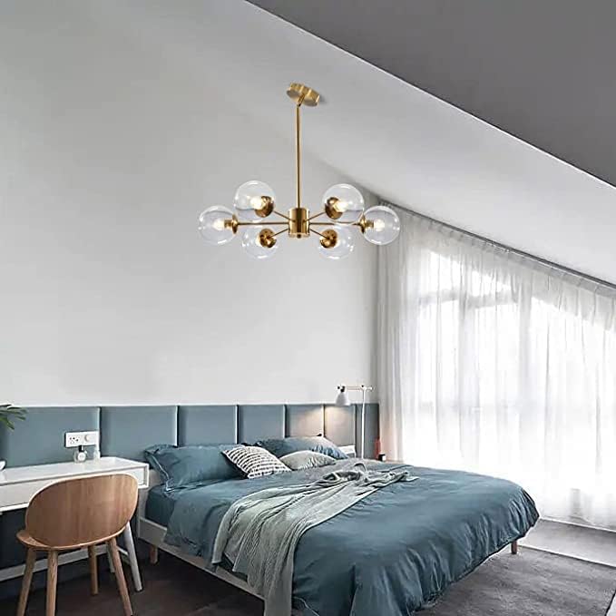 KCO Lighting Modern 6-Light Sputnik Chandelier with Clear Glass Globe - Image 5