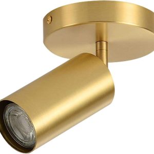 KCO Lighting Modern LED Tacking Lighting Brushed Gold Flush Mount Ceiling Spotlight Fixtures Single Brass Kitchen Track Lighting Indoor Ceiling Spot Light Fixture