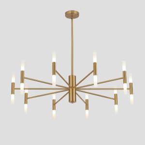 KCO Lighting Mid Century Modern Chandelier Brass Gold Chandelier Light Fixture Vintage Bedroom Chandelier Sputnik Flush Mount Ceiling Light Large Chandeliers for High Ceilings