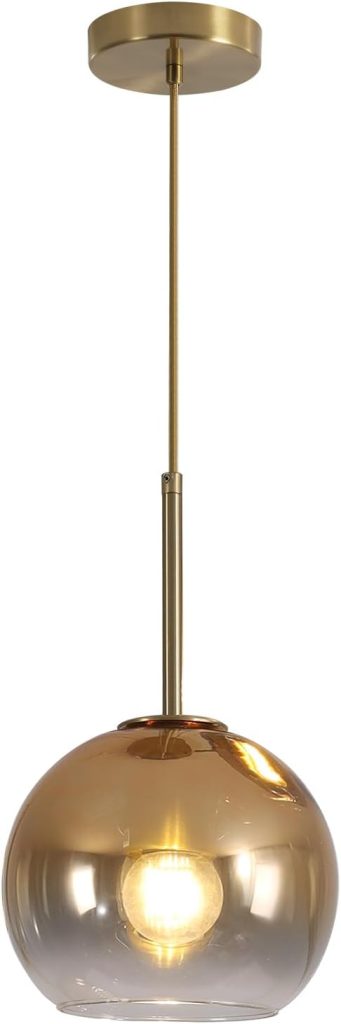 KCO 7.9” Small Mid Century Modern Gradient Gold Glass Globe Pendant Light