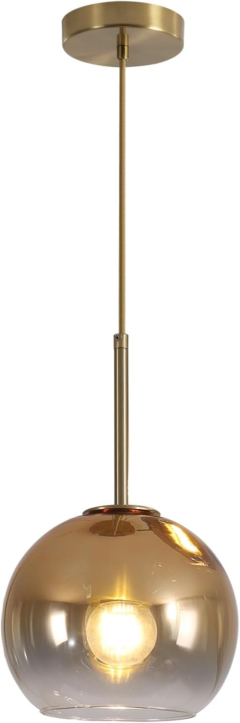 KCO 7.9” Small Mid Century Modern Gradient Gold Glass Globe Pendant Light