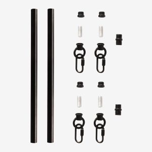 Giluta Threaded Extension Rod for Pendant Light Island Lighting Chandeliers, 2 Rods M10 Lighting Fixture Downrods and Stem 11.8 Inches Matte Black with Chain Link Connectors
