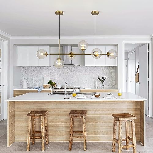 KCO Lighting Amber Glass Pendant Light Ribbed Ceiling Light Gold Single Pendant Light Modern Linear Chandelier Kitchen Island Pendant Lighting Dining Room Pendant Light Fixture - Image 6