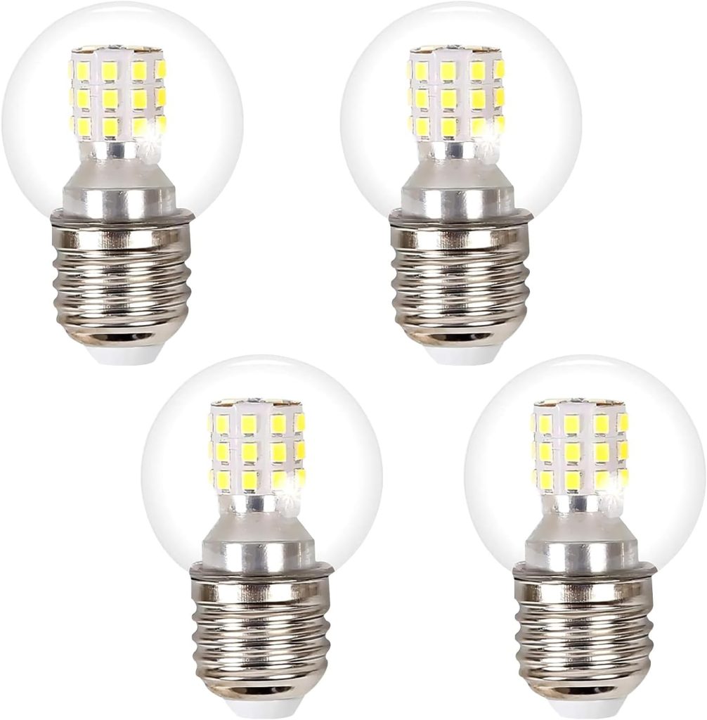 KCO Lighting 4-Pack G45 E26 LED Small Globe Bulbs, 7W A15 Vintage Chandelier Light Bulbs, 60 Watt Equivalent, 3000K Warm White, 550Lumens, Non-Dimmable, LED Clear Glass lamp for Home