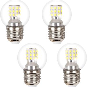 KCO Lighting 4-Pack G45 E26 LED Small Globe Bulbs, 7W A15 Vintage Chandelier Light Bulbs, 60 Watt Equivalent, 3000K Warm White, 550Lumens, Non-Dimmable, LED Clear Glass lamp for Home