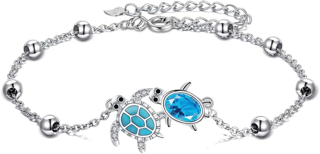 Women's 925 Sterling Silver Adjustable Anklet, 22+4 cm Summer Beach Foot Jewelry