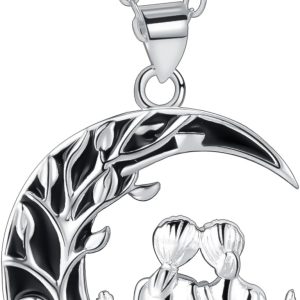 Women's 925 Sterling Silver Pendant Necklace, Birthday Gift for Mom, Daughter, Girlfriend or Wife, 45+5 cm