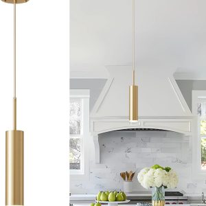 KCO Single Modern Mini Brushed Brass Gold Cylinder Pendant Light Fixture