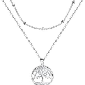 Women's 925 Sterling Silver Pendant Necklace, Birthday Gift for Mom, Daughter, Girlfriend or Wife, 40+5 cm