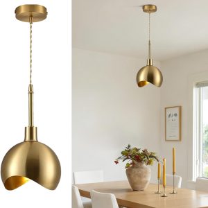 KCO Lighting Small Brushed Brass Gold Dome Pendant Lights Kitchen Island