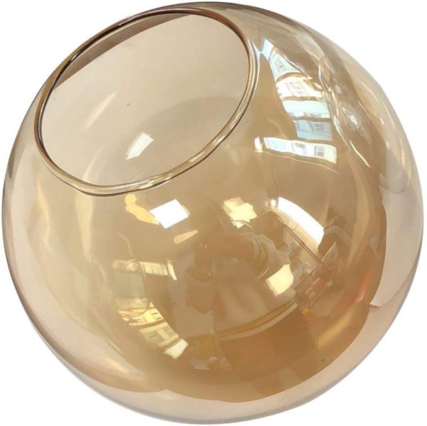 KCO Lighting Replacement Glass Globe Shade for Light Fixtures, Modern Lampshade Glass Accessories for Pendant Wall Sconces (Amber, 7.9 inches)
