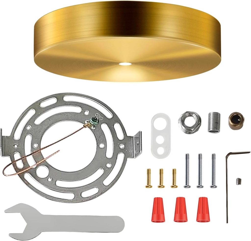 KCO Lighting 4.7 Inches Brass Ceiling Light Canopy Kit, Vintage Chandelier Plate Cover, Light Fixture Mounting Hardware for Hanging Lamp Fixture