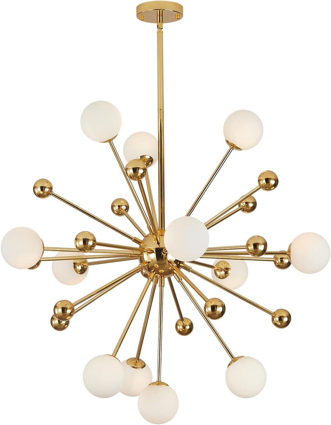 KCO 12-Light Gold Globe Sputnik Chandelier Mid Century Modern Ceiling Light