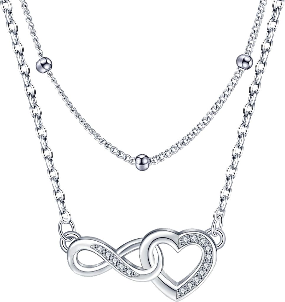 Women's 925 Sterling Silver Pendant Necklace, Birthday Gift for Mom, Daughter, Girlfriend or Wife, 40+5 cm