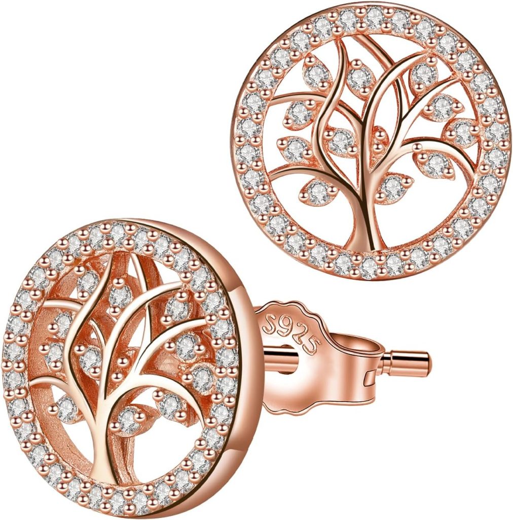 Women's 925 Sterling Silver Tree of Life Earrings with Gift Box