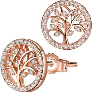Women's 925 Sterling Silver Tree of Life Earrings with Gift Box